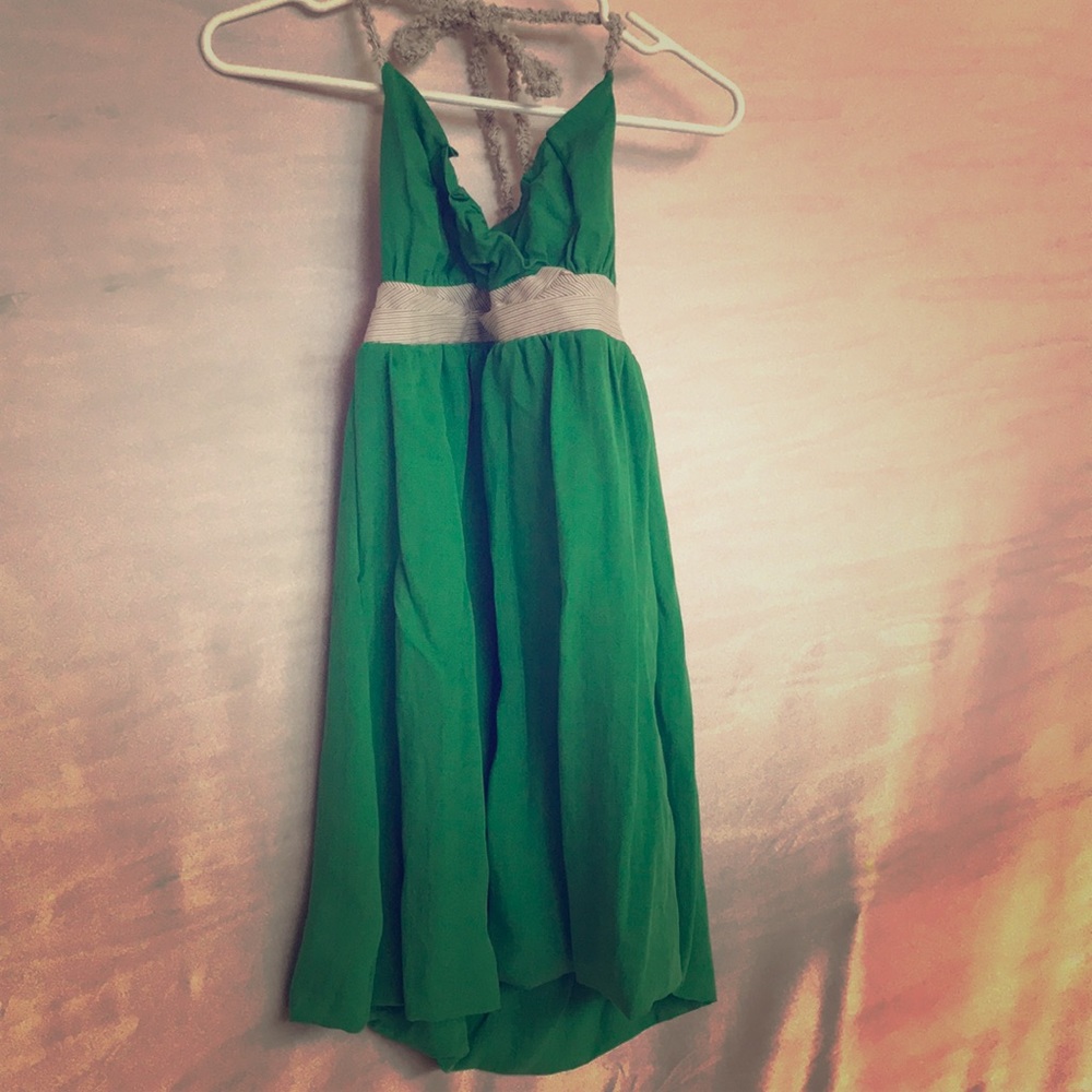 Green halter dress with side zipper dress by Hazel